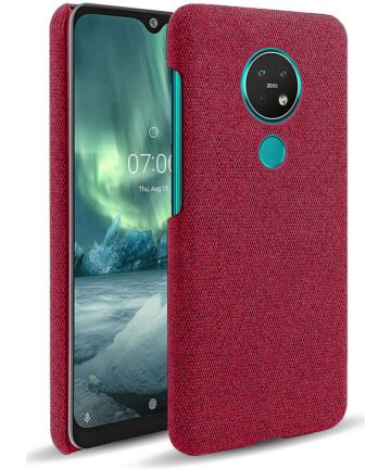 Nokia 7.2 Stof Hard Back Cover Rood Hoesjes