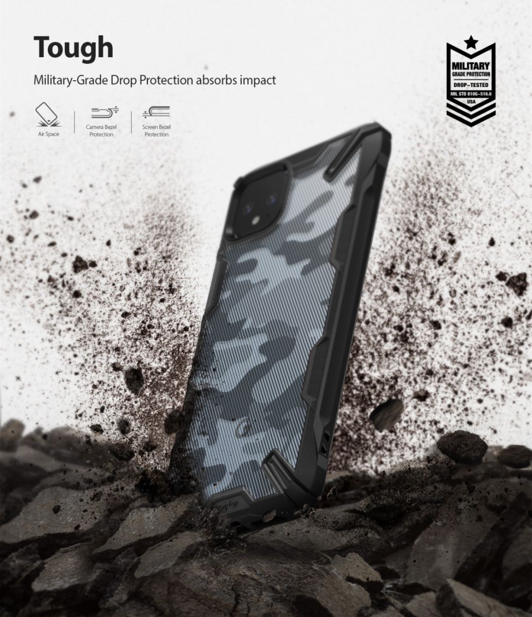 Ringke Fusion X Design Google Pixel 4 Hoesje Camo Zwart afbeelding 7