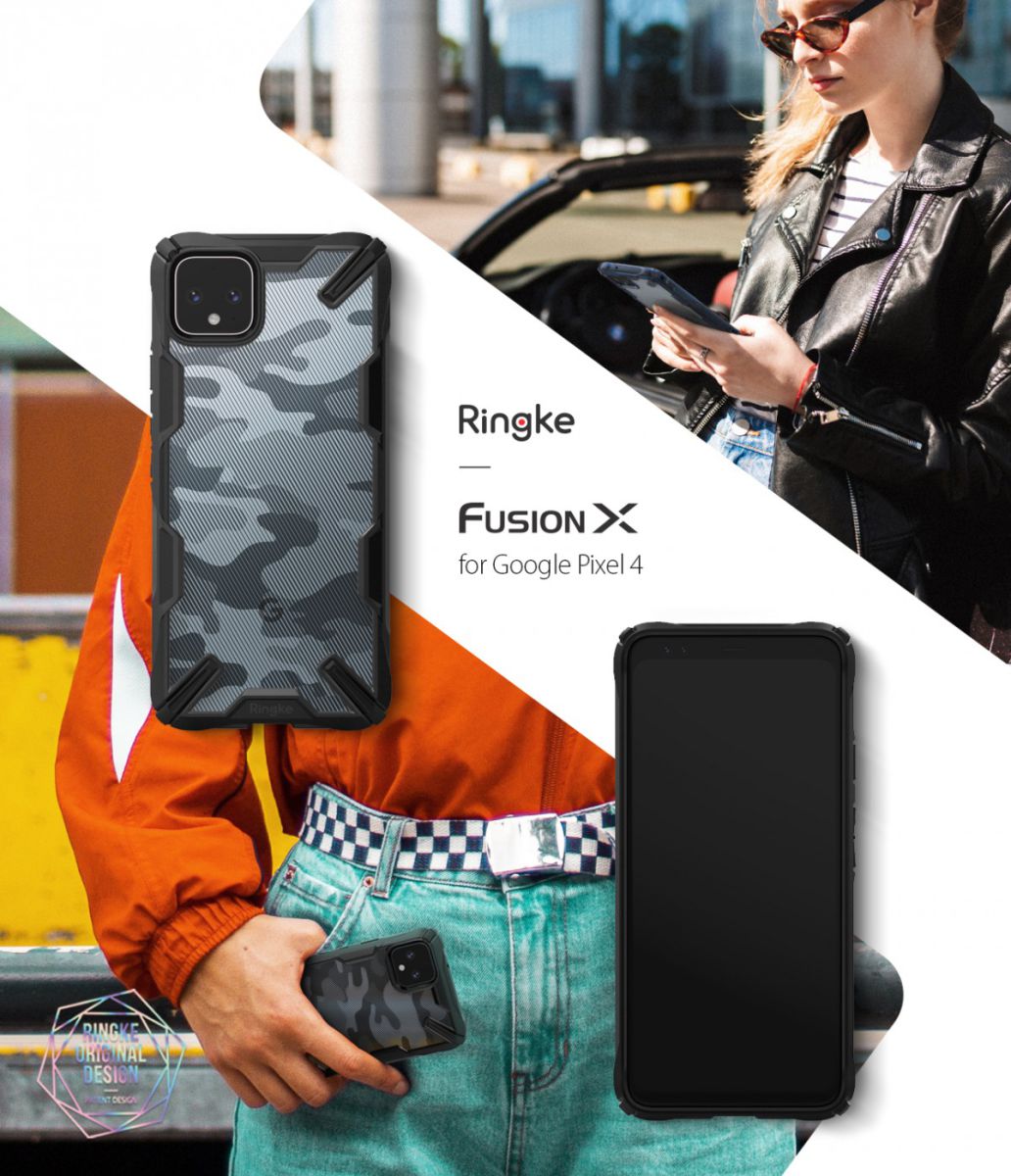 Ringke Fusion X Design Google Pixel 4 Hoesje Camo Zwart afbeelding 8