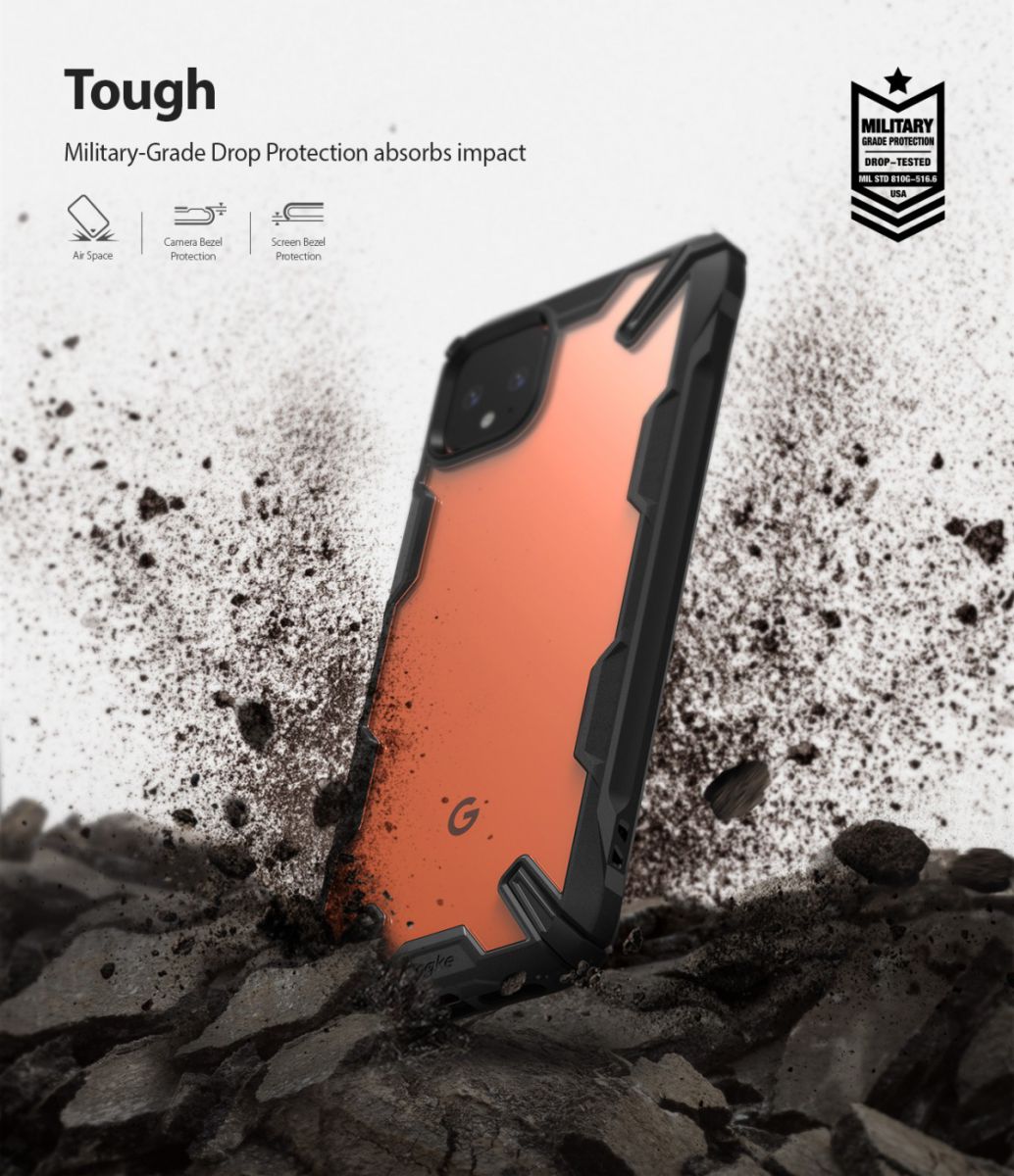 Ringke Fusion X Google Pixel 4 XL Hoesje Transparant / Zwart afbeelding 4