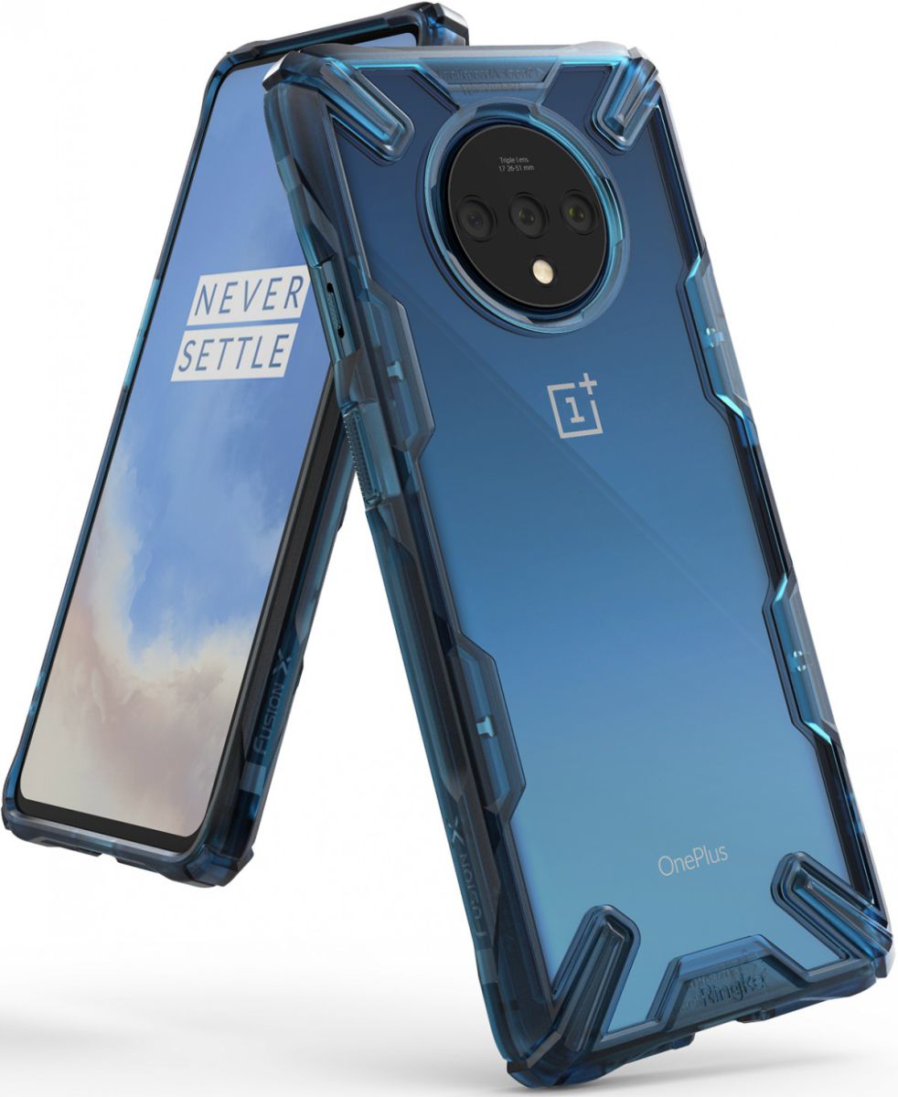 Ringke Fusion X OnePlus 7T Hoesje Transparant / Blauw afbeelding 1