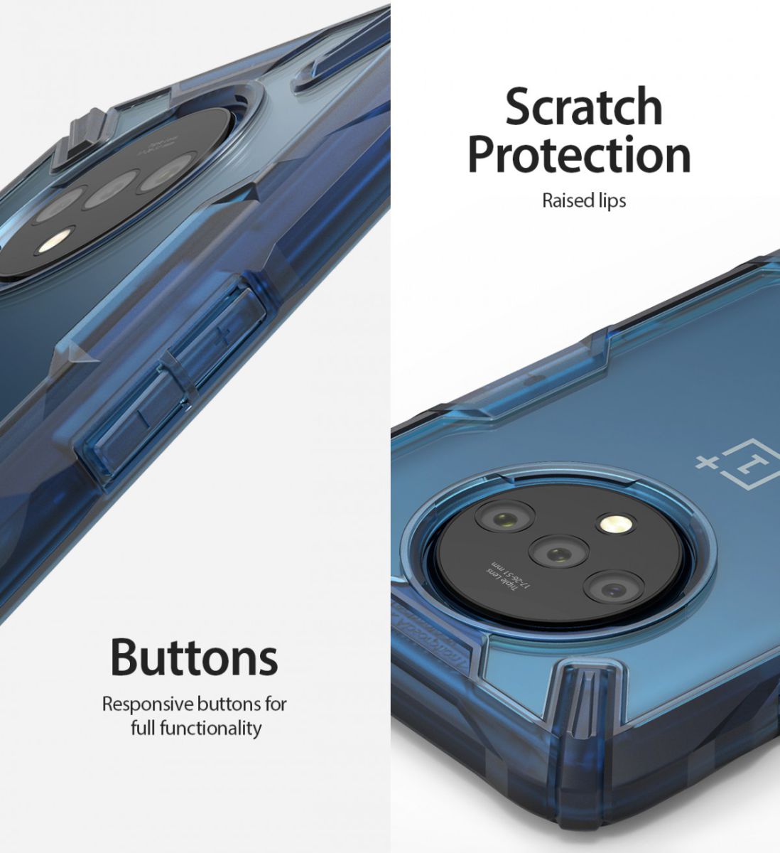 Ringke Fusion X OnePlus 7T Hoesje Transparant / Blauw afbeelding 3