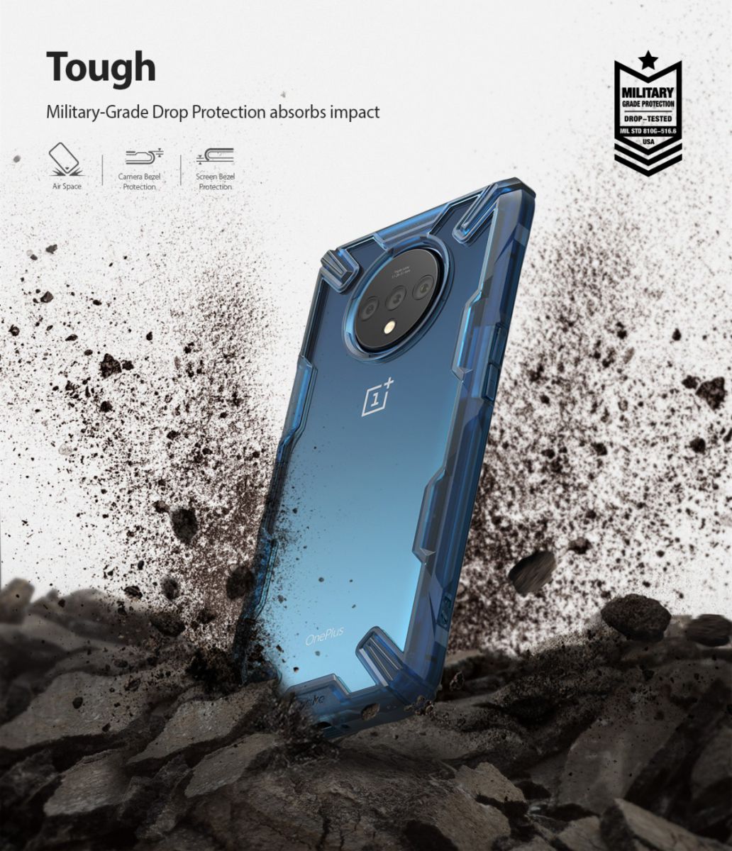 Ringke Fusion X OnePlus 7T Hoesje Transparant / Blauw afbeelding 5