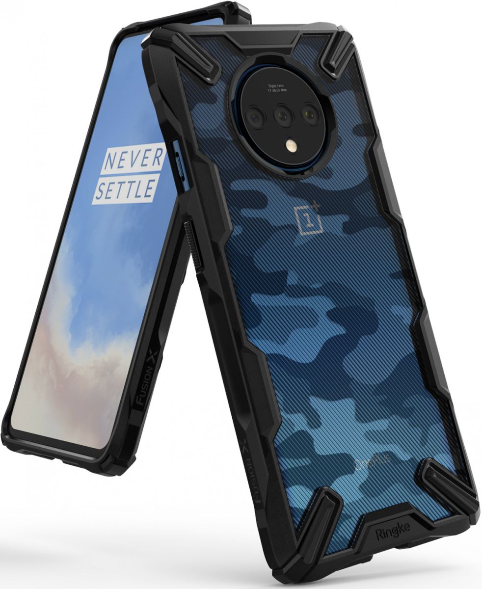 Ringke Fusion X Design OnePlus 7T Hoesje Camo Zwart afbeelding 1