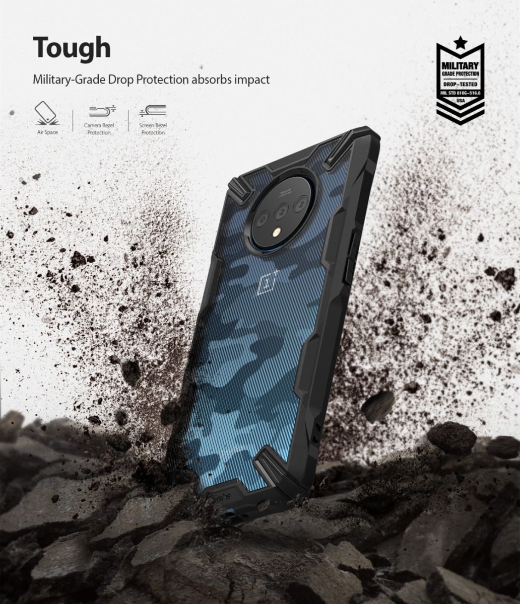 Ringke Fusion X Design OnePlus 7T Hoesje Camo Zwart afbeelding 7