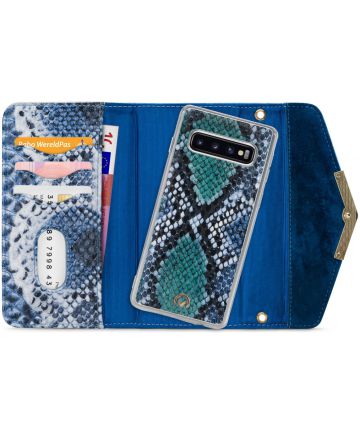 Mobilize Velvet Clutch Samsung Galaxy S10 Hoesje Royal Blue Snake Hoesjes