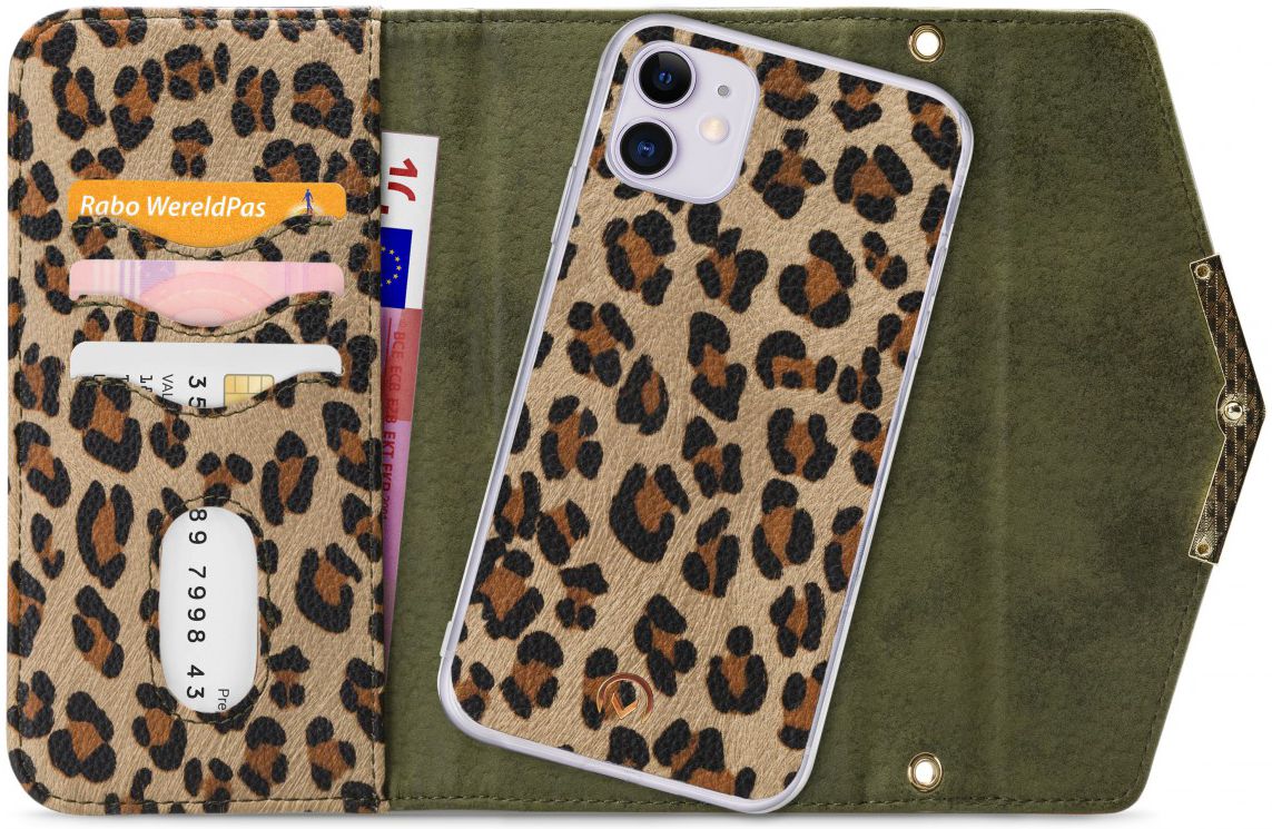 Mobilize Velvet Clutch Apple iPhone 11 Hoesje Green Leopard afbeelding 1