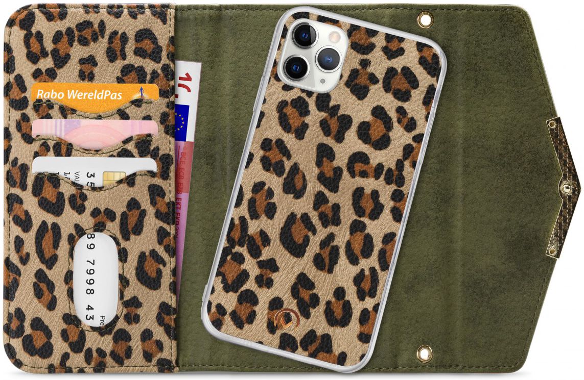 Mobilize Velvet Clutch Apple iPhone 11 Pro Hoesje Green Leopard afbeelding 1