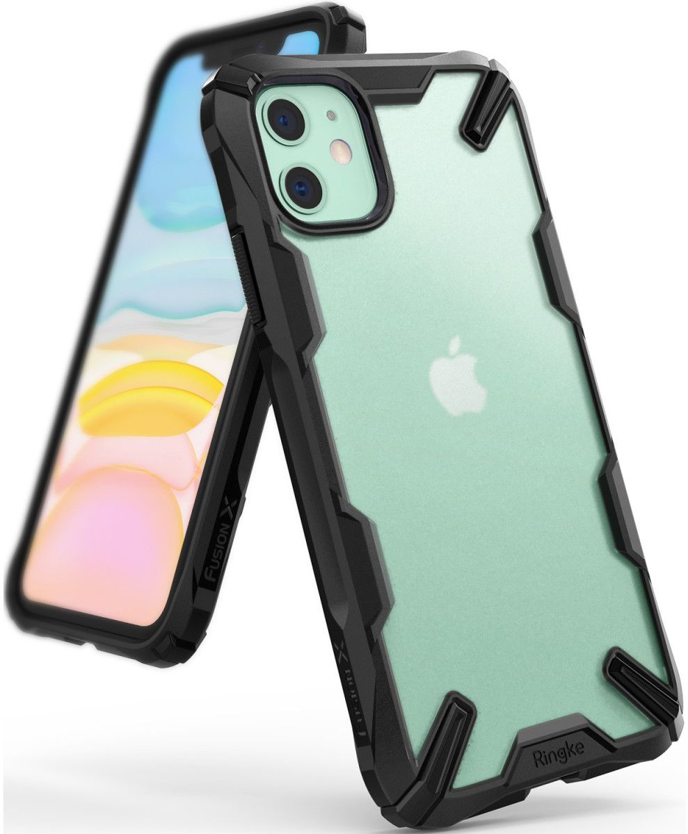 Ringke Fusion X Matte Apple iPhone 11 Hoesje Transparant/Zwart afbeelding 1