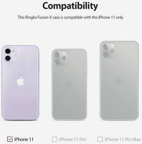 Ringke Fusion X Matte Apple iPhone 11 Hoesje Transparant/Zwart afbeelding 4