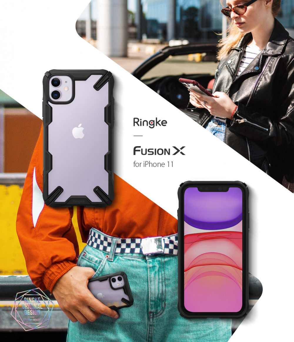 Ringke Fusion X Matte Apple iPhone 11 Hoesje Transparant/Groen afbeelding 3