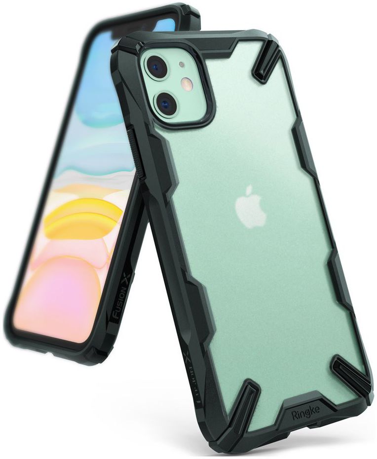 Ringke Fusion X Matte Apple iPhone 11 Hoesje Transparant/Groen afbeelding 1