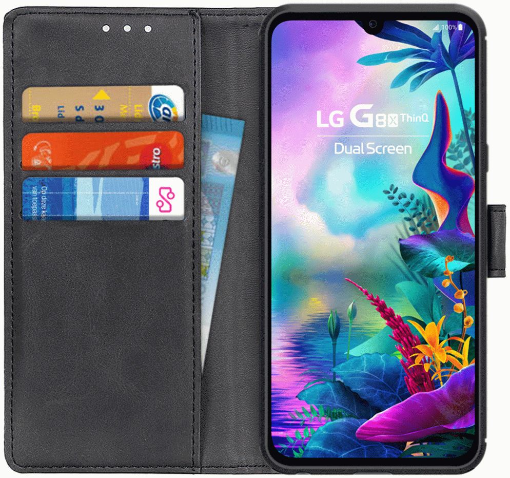 LG G8X ThinQ Matte Portemonennee Hoesje Zwart afbeelding 1