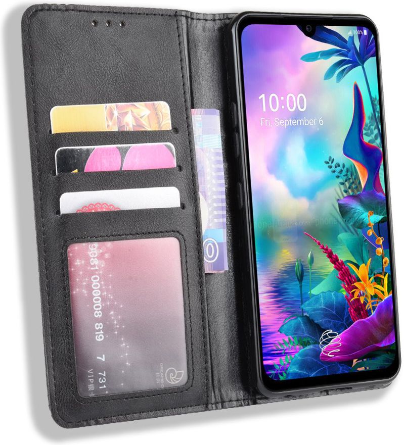 LG G8X ThinQ Stijlvol Vintage Portemonnee Hoesje Zwart afbeelding 2