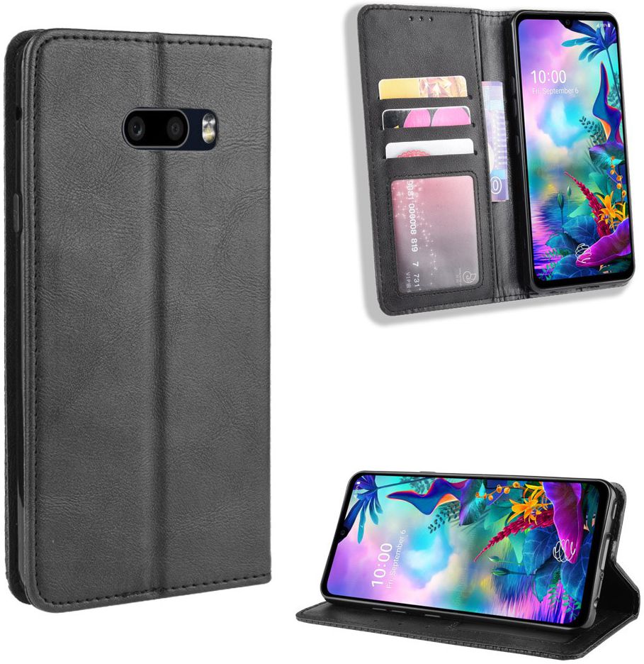 LG G8X ThinQ Stijlvol Vintage Portemonnee Hoesje Zwart afbeelding 4