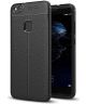 Huawei P10 Lite Hoesje met Lychee Kunstleer Coating Zwart