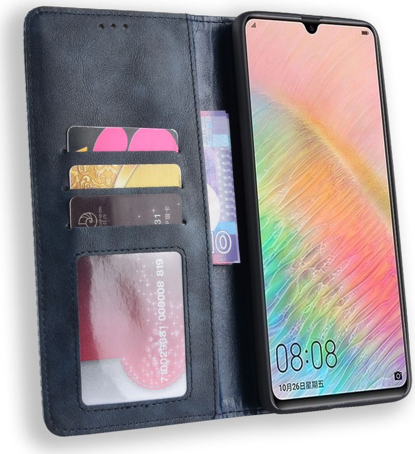 Huawei Mate 20 Stijlvol Vintage Portemonnee Hoesje Blauw afbeelding 2