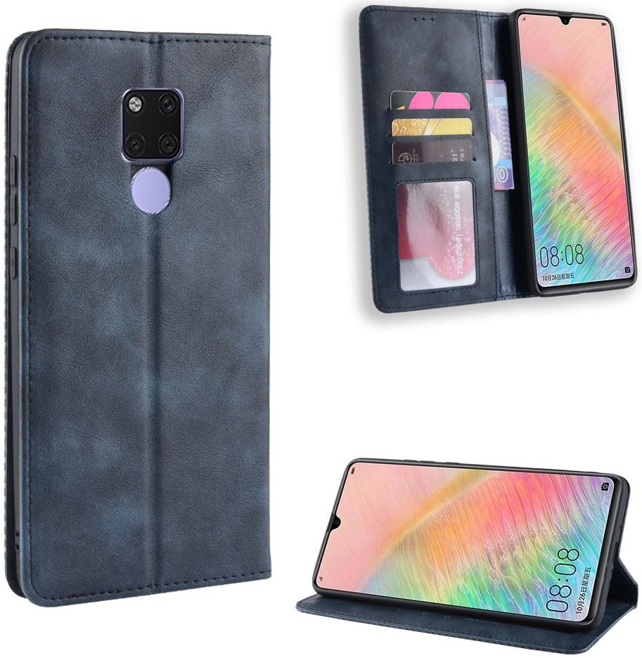 Huawei Mate 20 Stijlvol Vintage Portemonnee Hoesje Blauw afbeelding 4