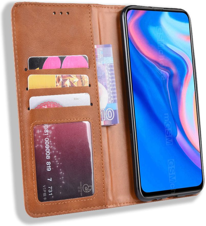 Huawei P Smart Z / Honor 9X Vintage Portemonnee Hoesje Bruin afbeelding 1