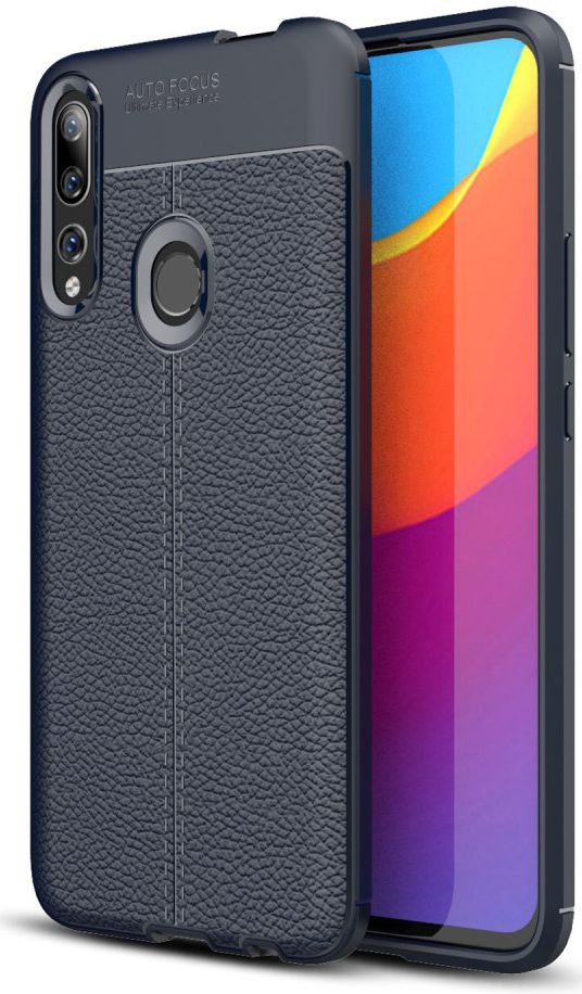 Huawei P Smart Z  Litchi Kunstleren Coating TPU Hoesje Blauw afbeelding 1