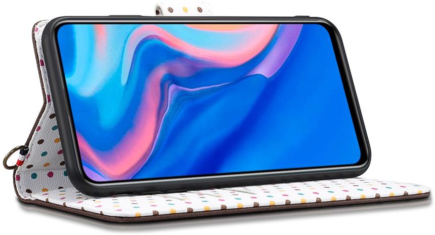 Huawei Honor 9X (Global)/P Smart Z Retro Dots Portemonnee Hoesje Bruin afbeelding 4