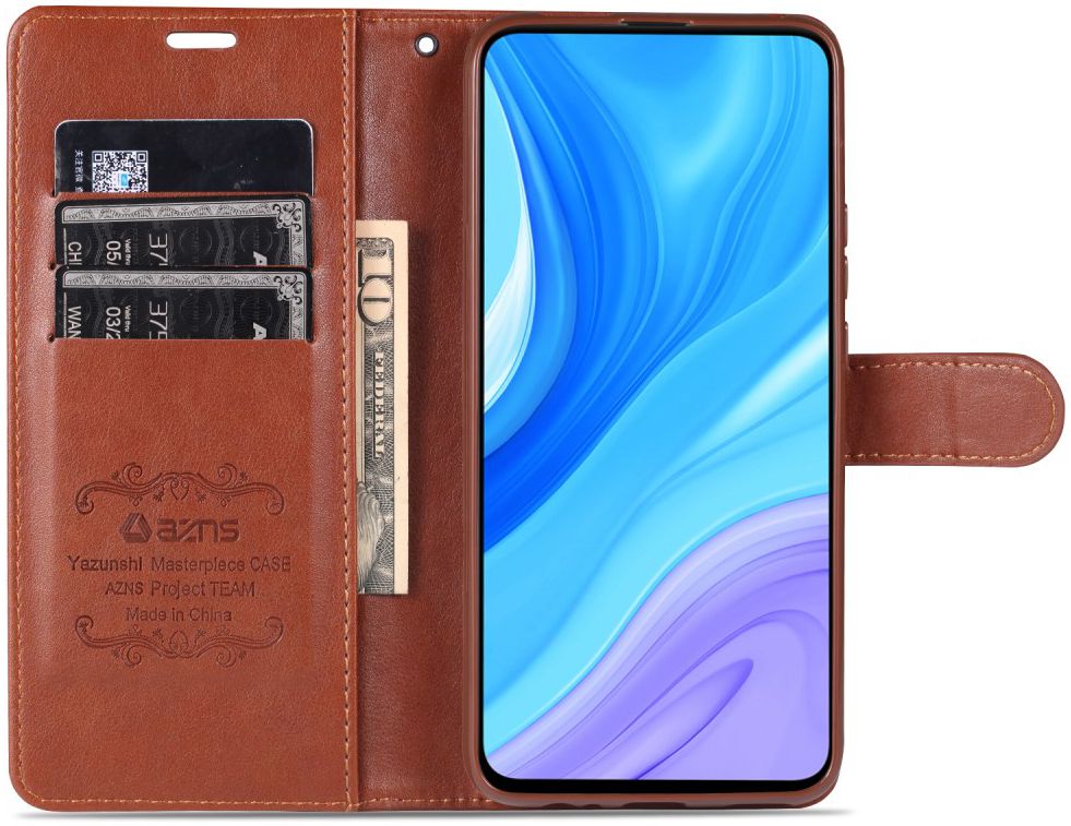 AZNS Huawei P Smart Z / Honor 9X Portemonnee Stand Hoesje Bruin afbeelding 2