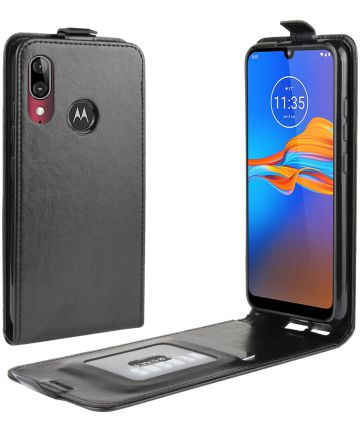 Motorola Moto E6s / E6 Plus Verticaal Flip Hoesje Zwart Hoesjes