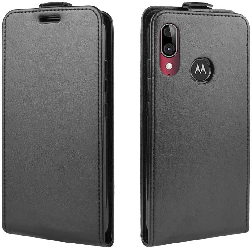 Motorola Moto E6s / E6 Plus Verticaal Flip Hoesje Zwart afbeelding 2