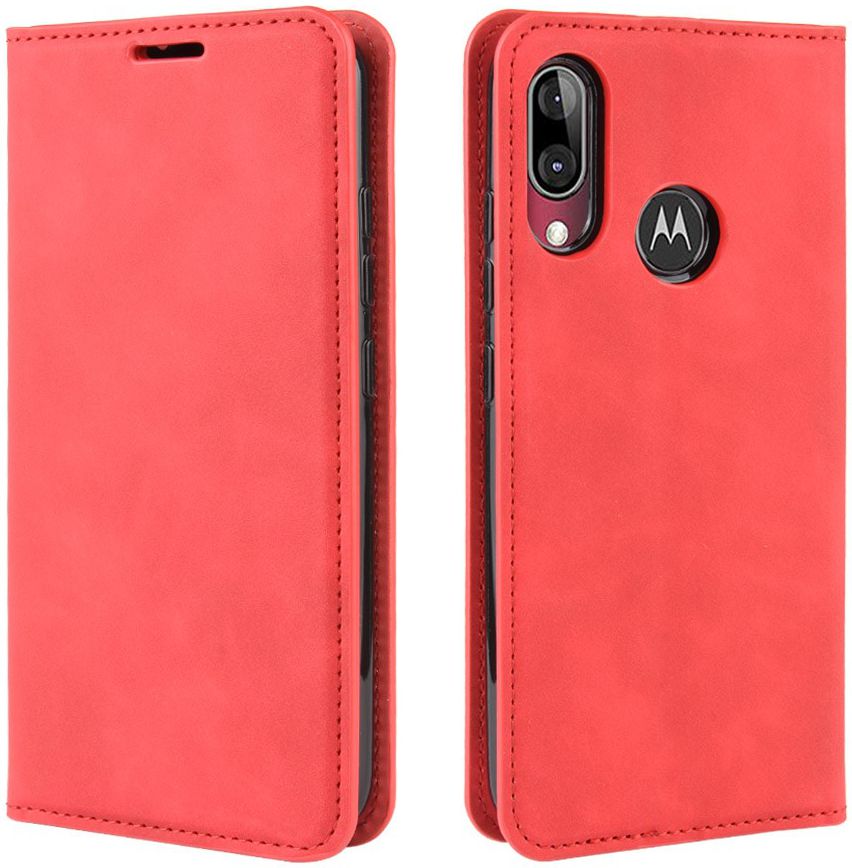 Motorola Moto E6s / E6 Plus Retro Wallet Hoesje Rood afbeelding 2