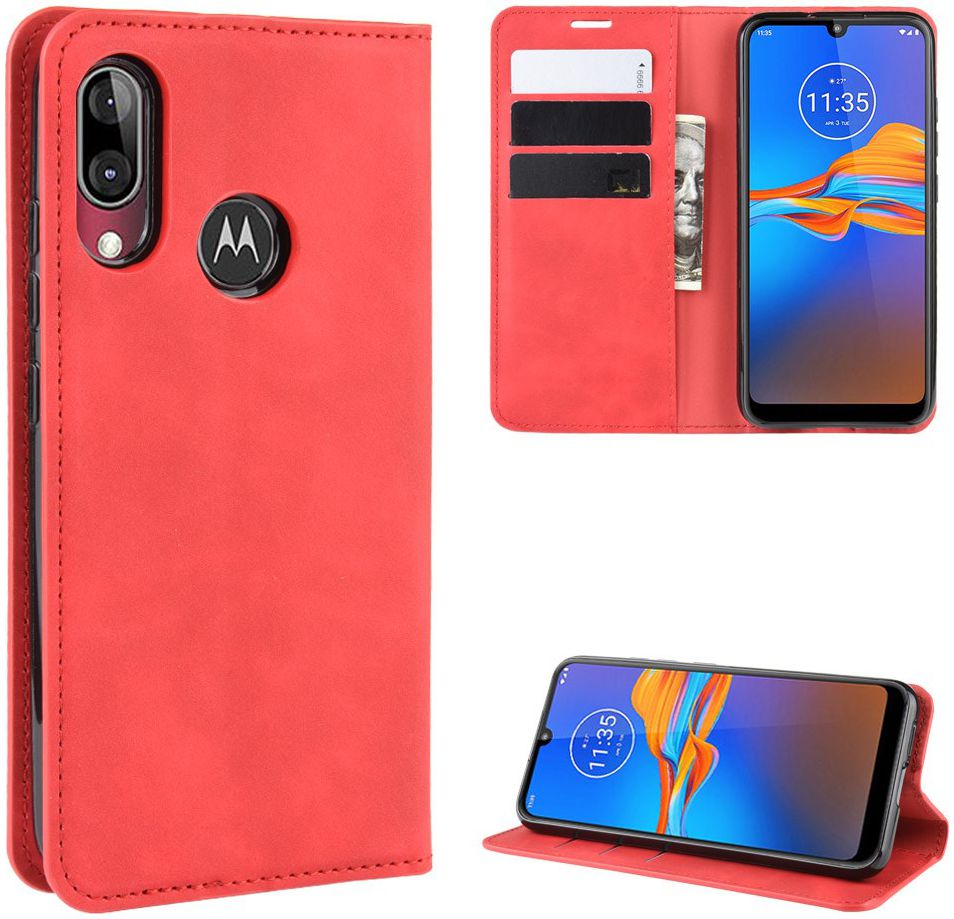 Motorola Moto E6s / E6 Plus Retro Wallet Hoesje Rood afbeelding 8
