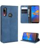 Motorola Moto E6s / E6 Plus Retro Wallet Hoesje Blauw