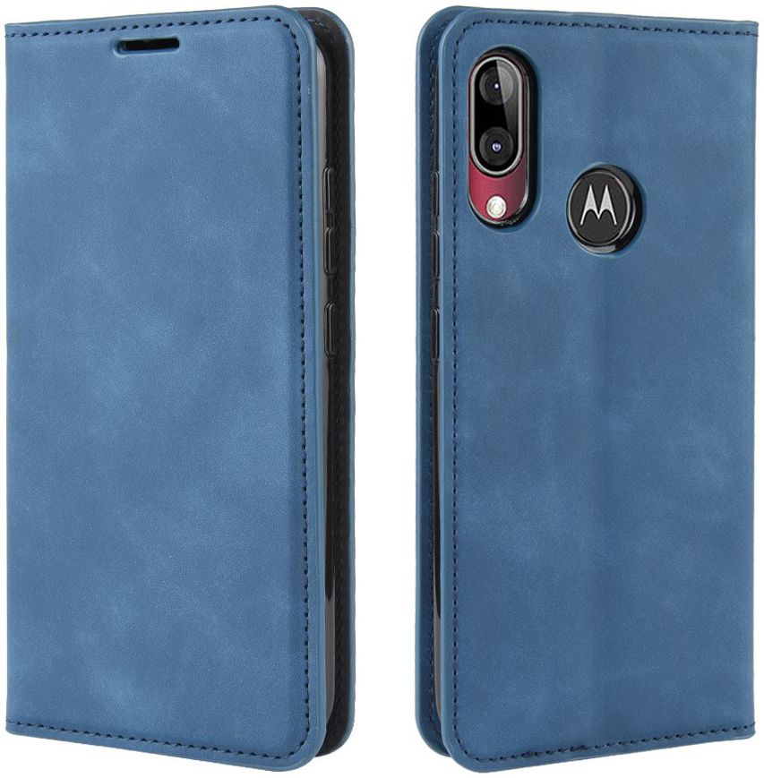 Motorola Moto E6s / E6 Plus Retro Wallet Hoesje Blauw afbeelding 2