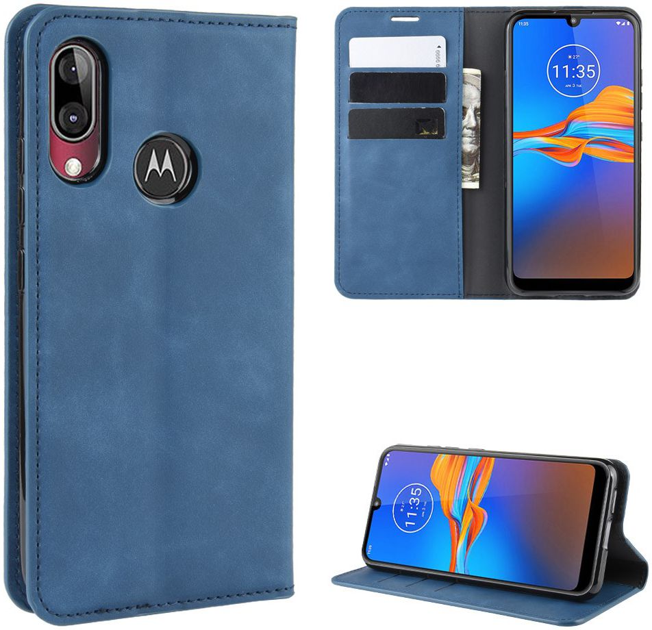 Motorola Moto E6s / E6 Plus Retro Wallet Hoesje Blauw afbeelding 5