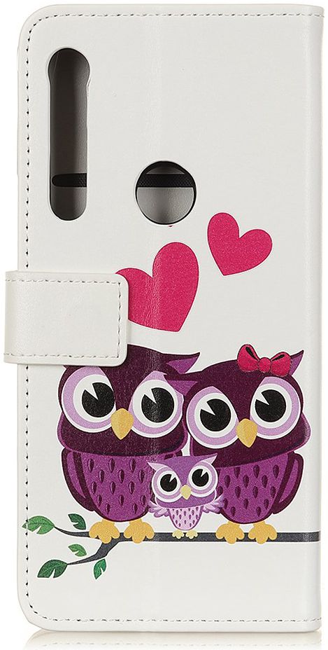 Motorola One Macro Splitleren Portemonnee Hoesje Owls and Hearts afbeelding 3