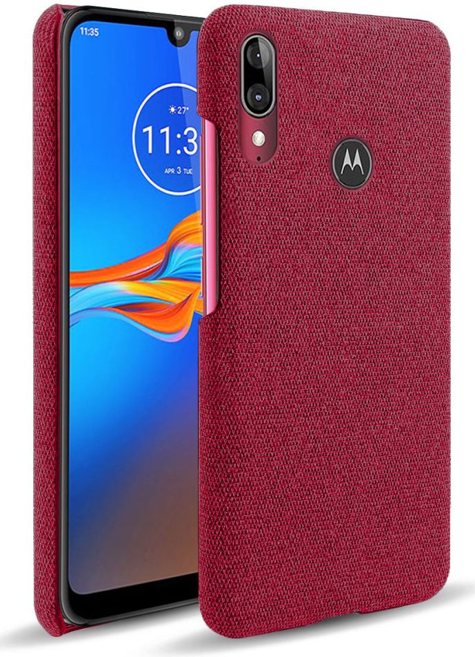 Motorola Moto E6s / E6 Plus Stof Hard Back Cover Rood afbeelding 1