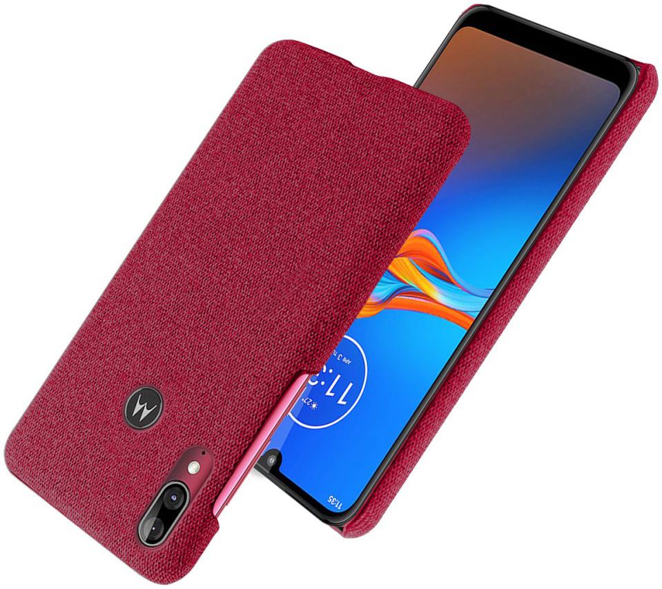 Motorola Moto E6s / E6 Plus Stof Hard Back Cover Rood afbeelding 2