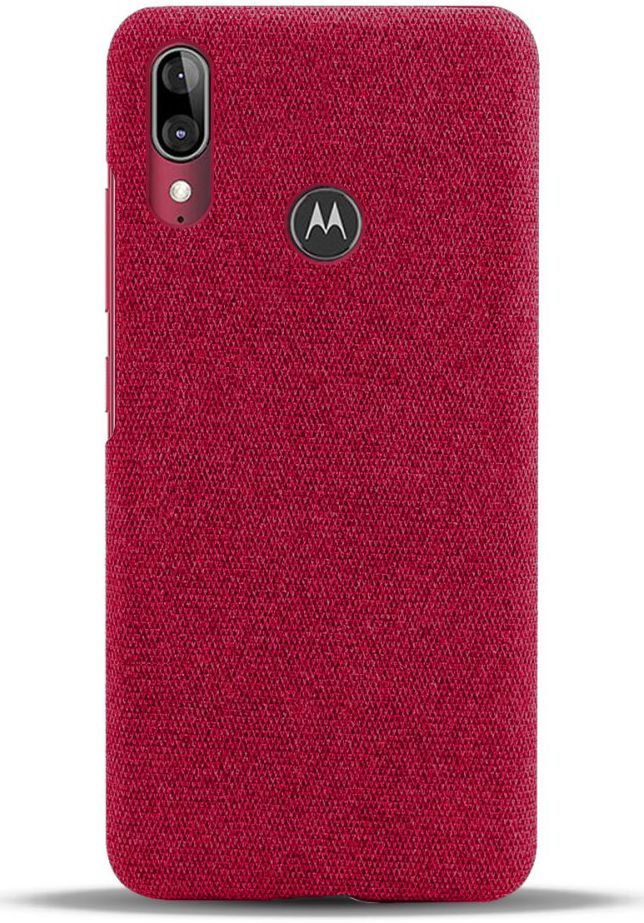 Motorola Moto E6s / E6 Plus Stof Hard Back Cover Rood afbeelding 3