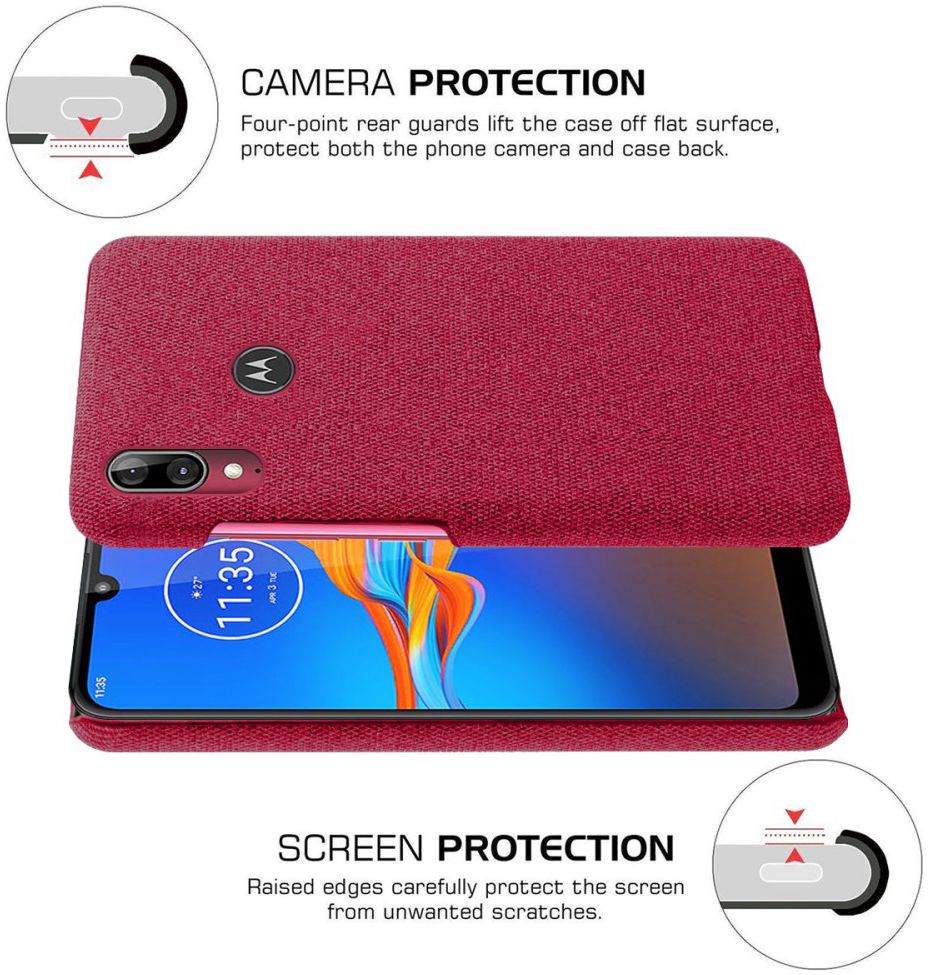 Motorola Moto E6s / E6 Plus Stof Hard Back Cover Rood afbeelding 5