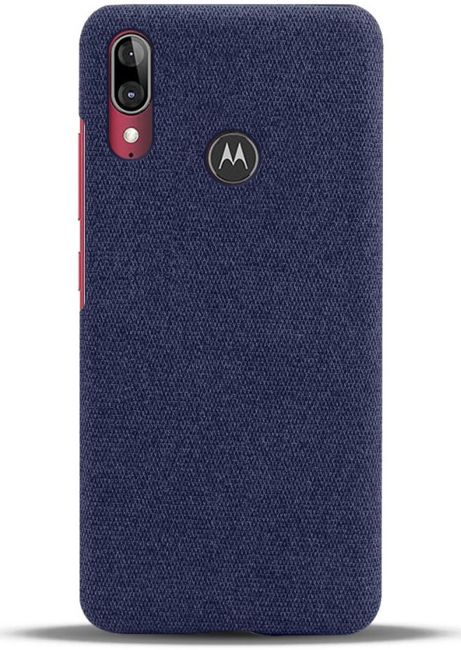 Motorola Moto E6s / E6 Plus Stof Hard Back Cover Blauw afbeelding 3