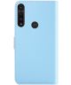 Motorola One Macro TriColor Portemonnee Hoesje Blauw/Paars/Grijs