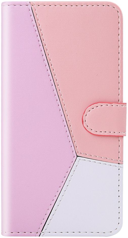 Motorola One Macro TriColor Portemonnee Hoesje Paars/Roze/Wit afbeelding 1