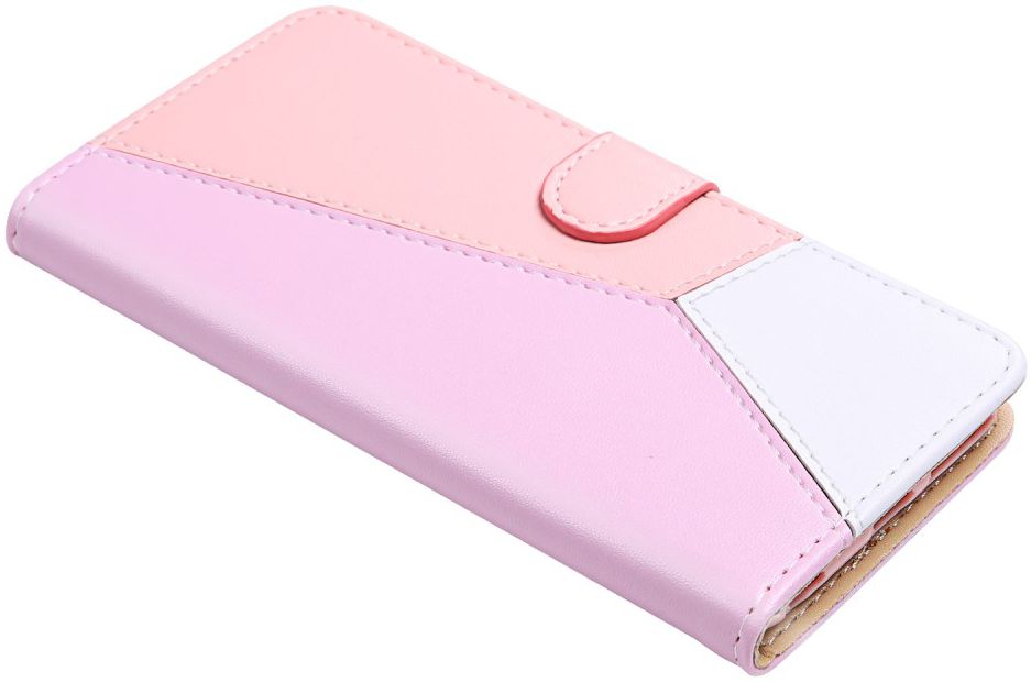 Motorola One Macro TriColor Portemonnee Hoesje Paars/Roze/Wit afbeelding 3