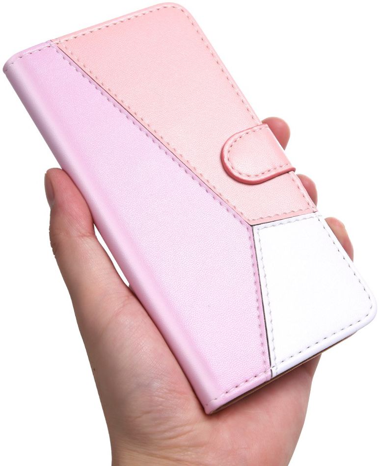 Motorola One Macro TriColor Portemonnee Hoesje Paars/Roze/Wit afbeelding 4