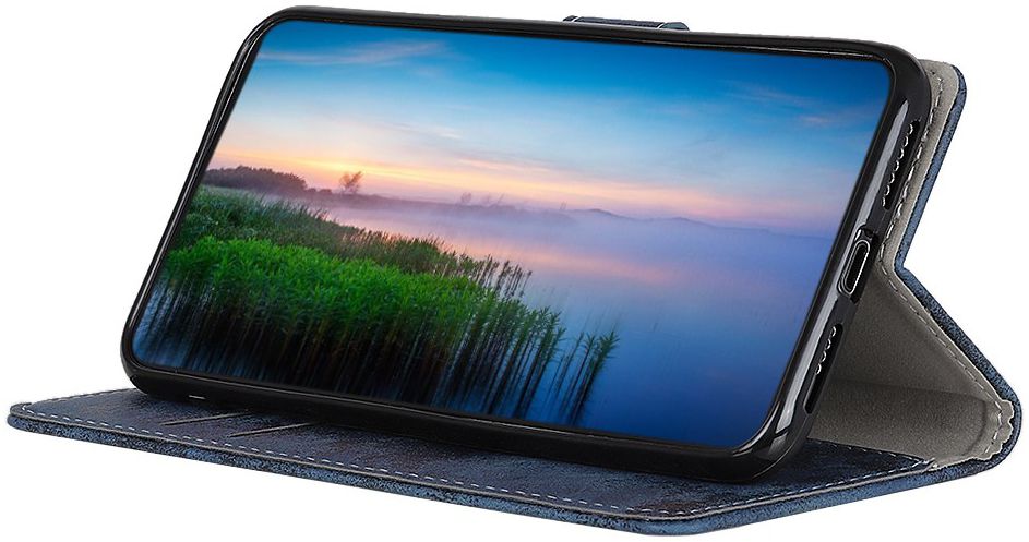 Motorola Moto G8 Plus Vintage Portemonnee Hoesje Blauw afbeelding 3