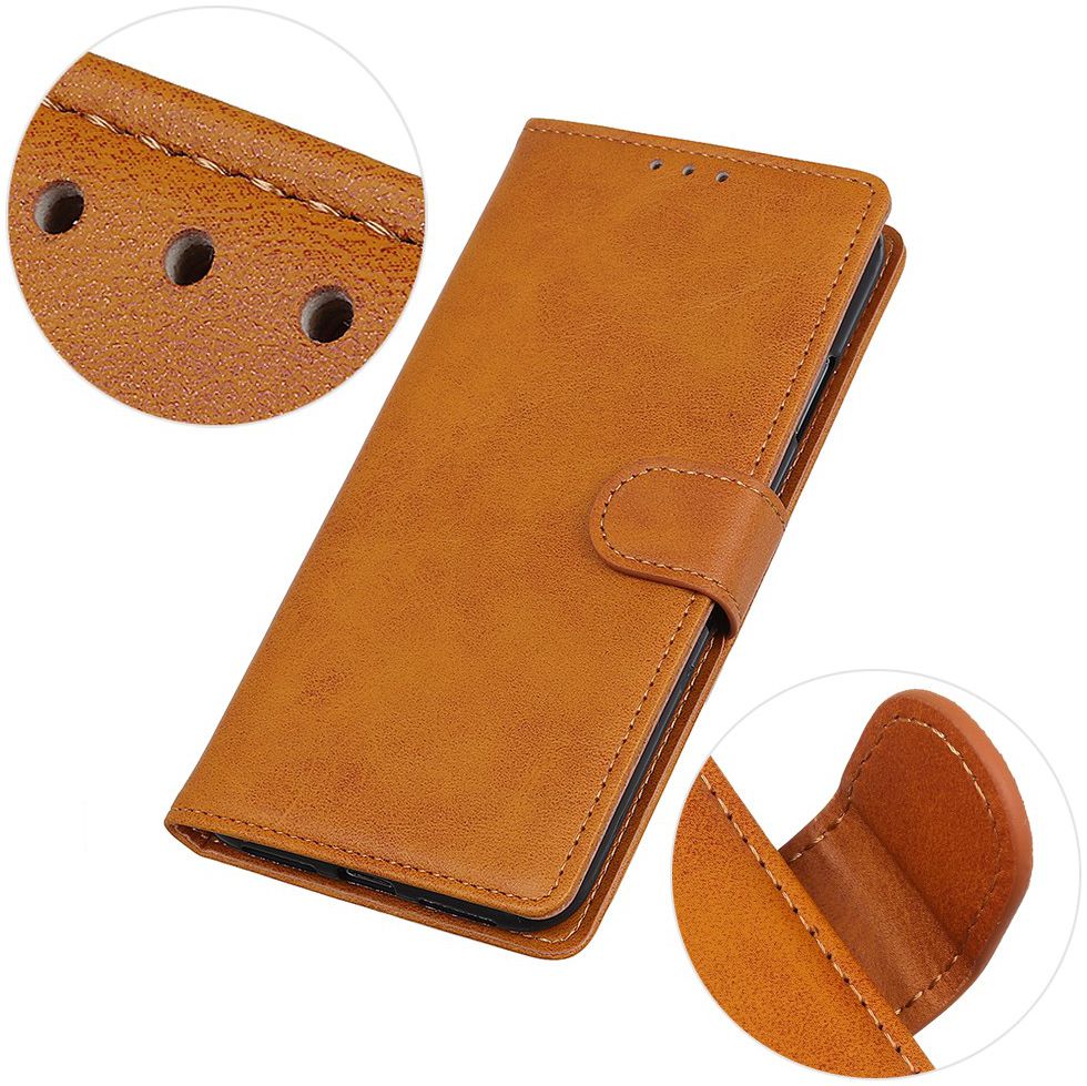 Motorola Moto E6 Play Bookcase Flip Hoesje Met Pasjes Bruin afbeelding 7