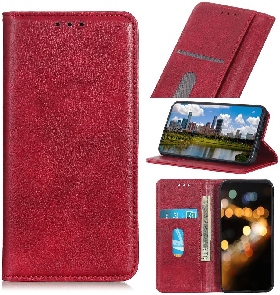 Motorola Moto E6 Play Splitleren Portemonnee Hoesje Rood afbeelding 4