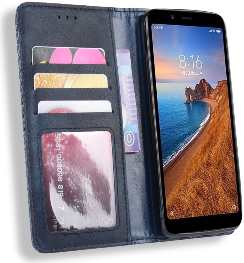 Xiaomi Redmi 7A Vintage Portemonnee Hoesje Blauw afbeelding 4