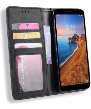 Xiaomi Redmi 7A Vintage Portemonnee Hoesje Zwart Hoesjes