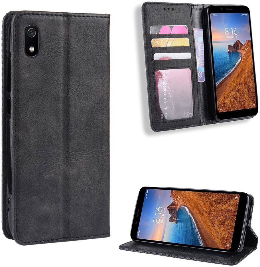 Xiaomi Redmi 7A Vintage Portemonnee Hoesje Zwart afbeelding 8
