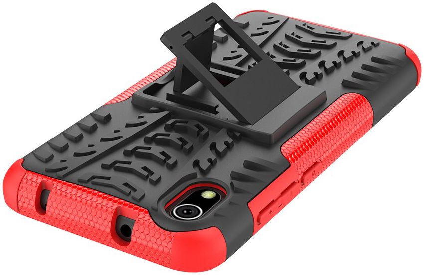 Xiaomi Redmi 7A Robuust Hybride Hoesje Zwart/Rood afbeelding 4